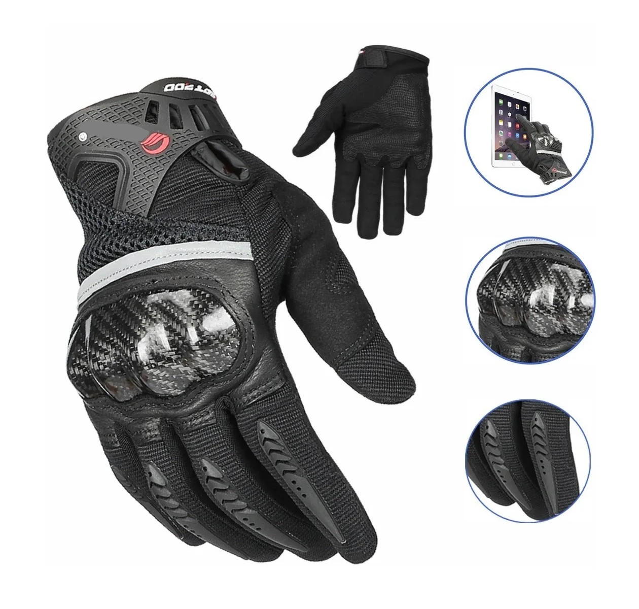Guantes Para Motociclista Pantalla Táctil Fibra De Carbono L