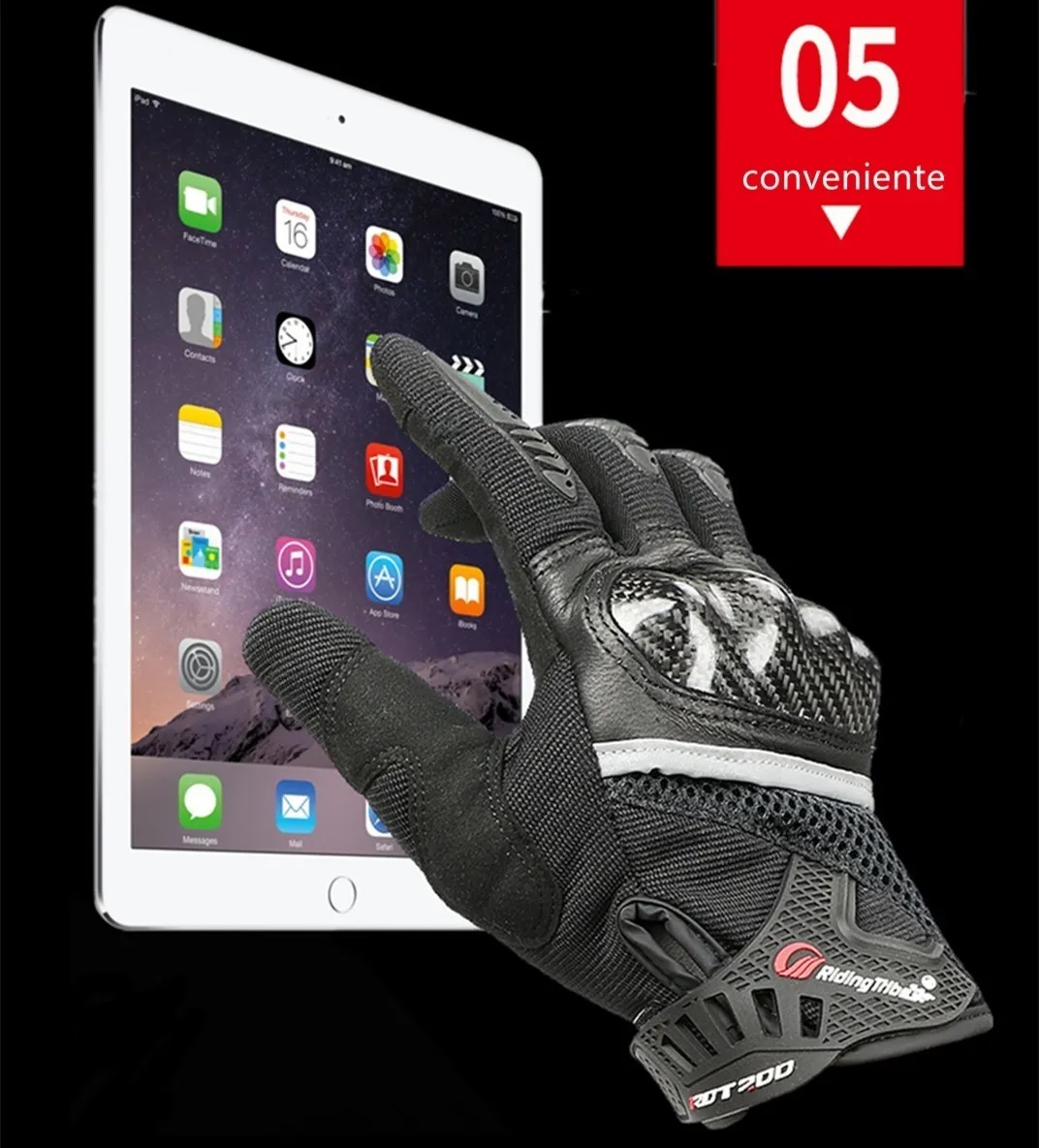 Guantes Para Motociclista Pantalla Táctil Fibra De Carbono L