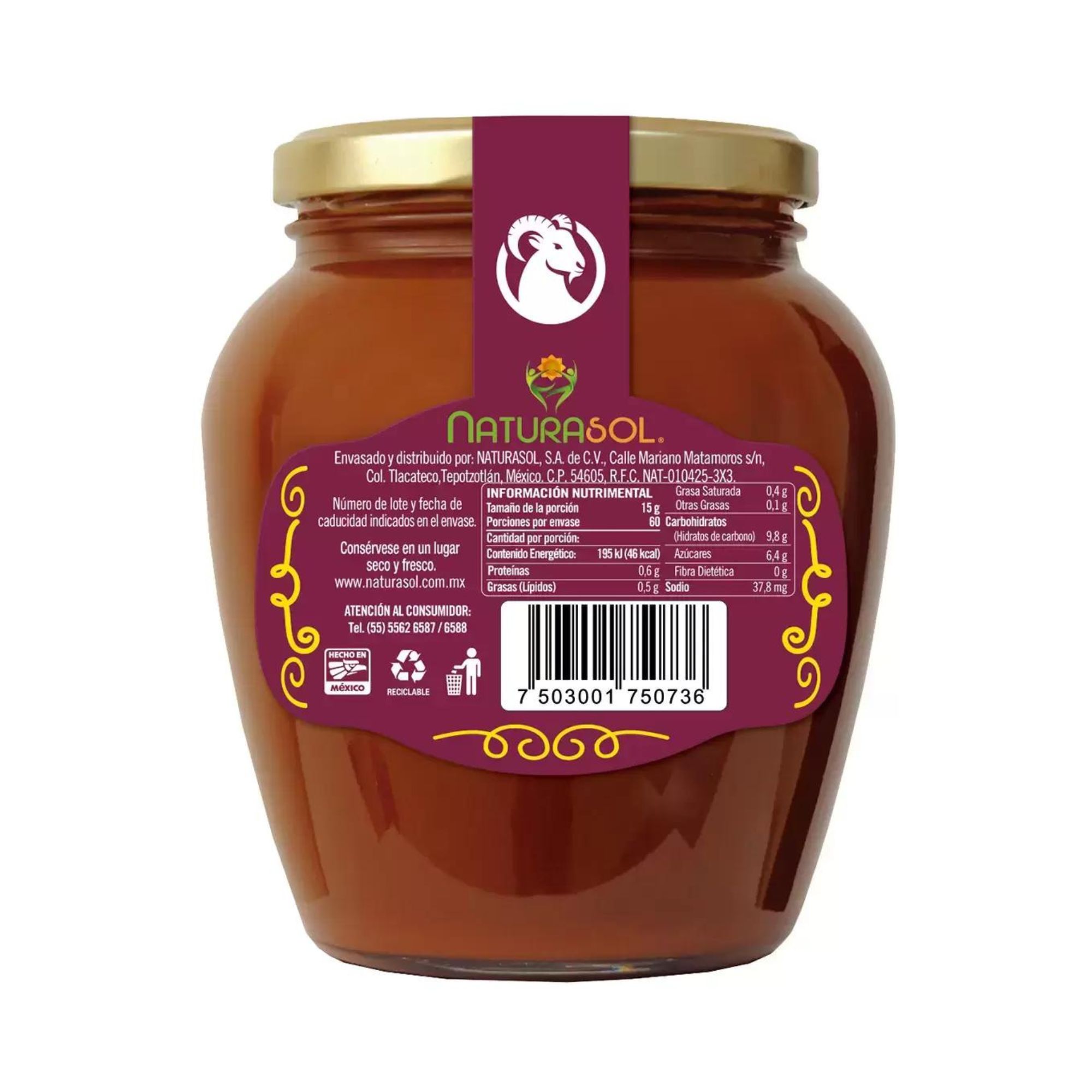 Cajeta Artesanal Quemada Naturasol 900g
