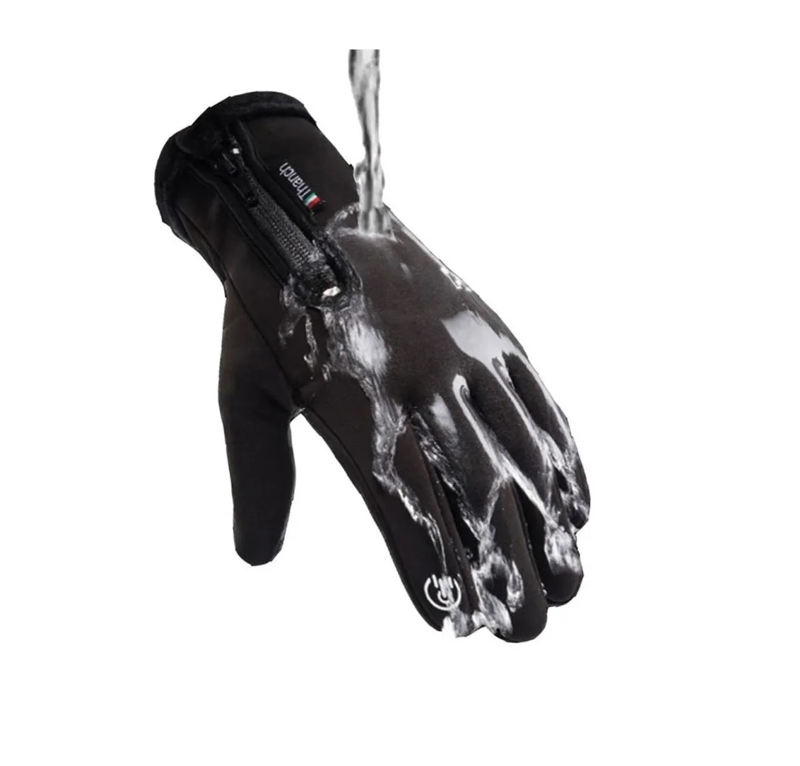 Guantes Cuero Térmicos Impermeables Touch Para Moto/bici M