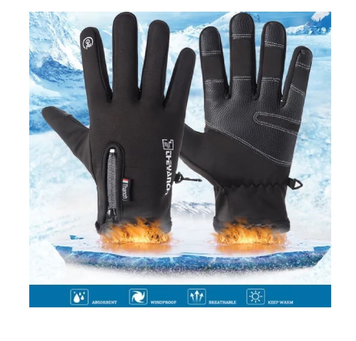 Guantes Cuero Térmicos Impermeables Touch Para Moto/bici M