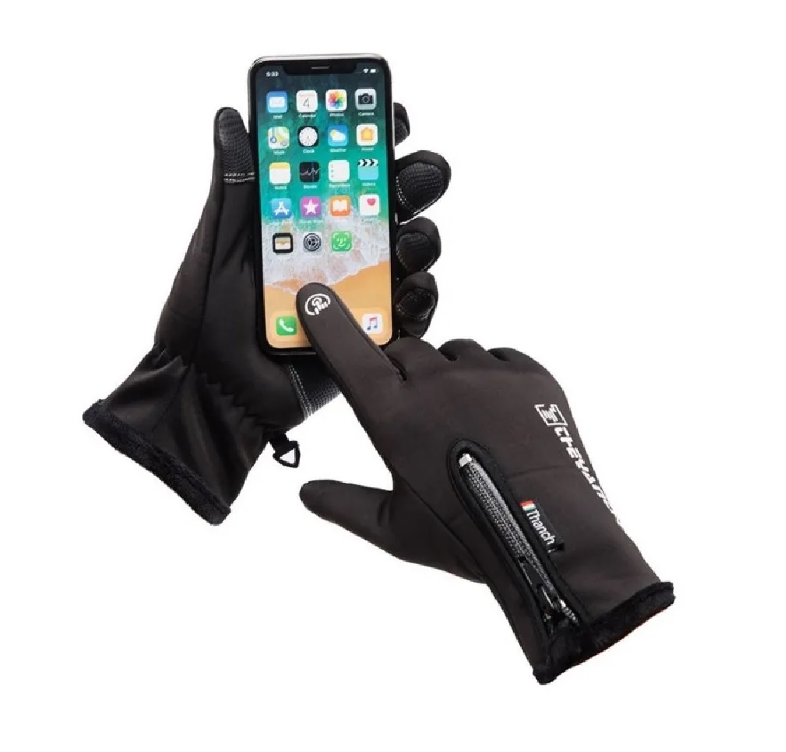 Guantes Cuero Térmicos Impermeables Touch Para Moto/bici M