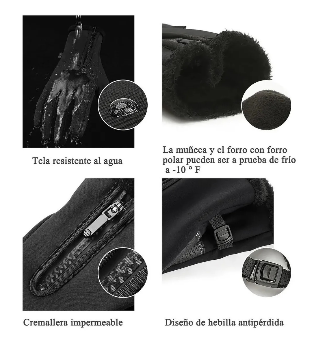 Guantes Cuero Térmicos Impermeables Touch Para Moto/bici M