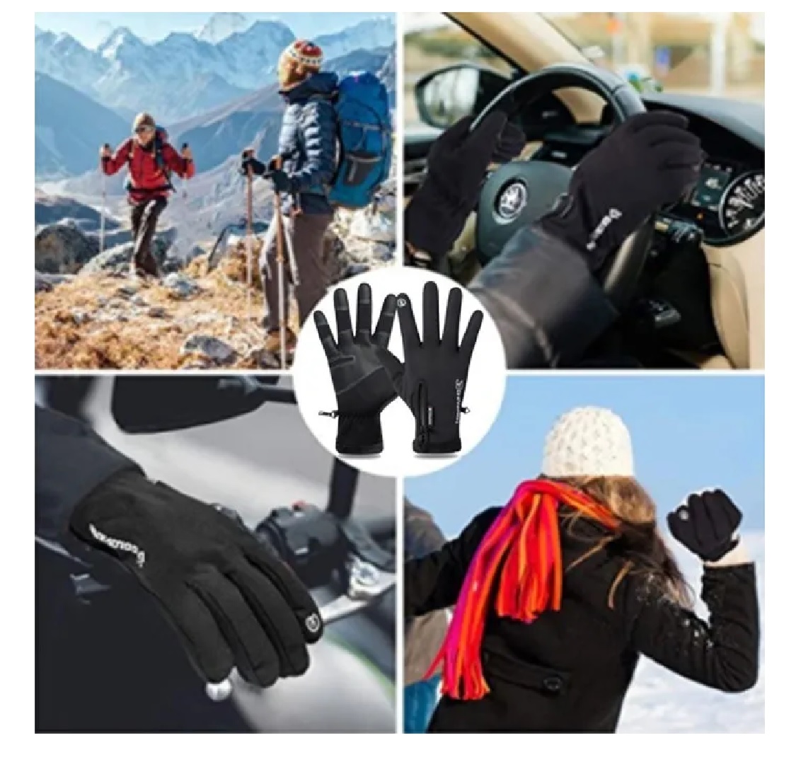 Guantes Cuero Térmicos Impermeables Touch Para Moto/bici M