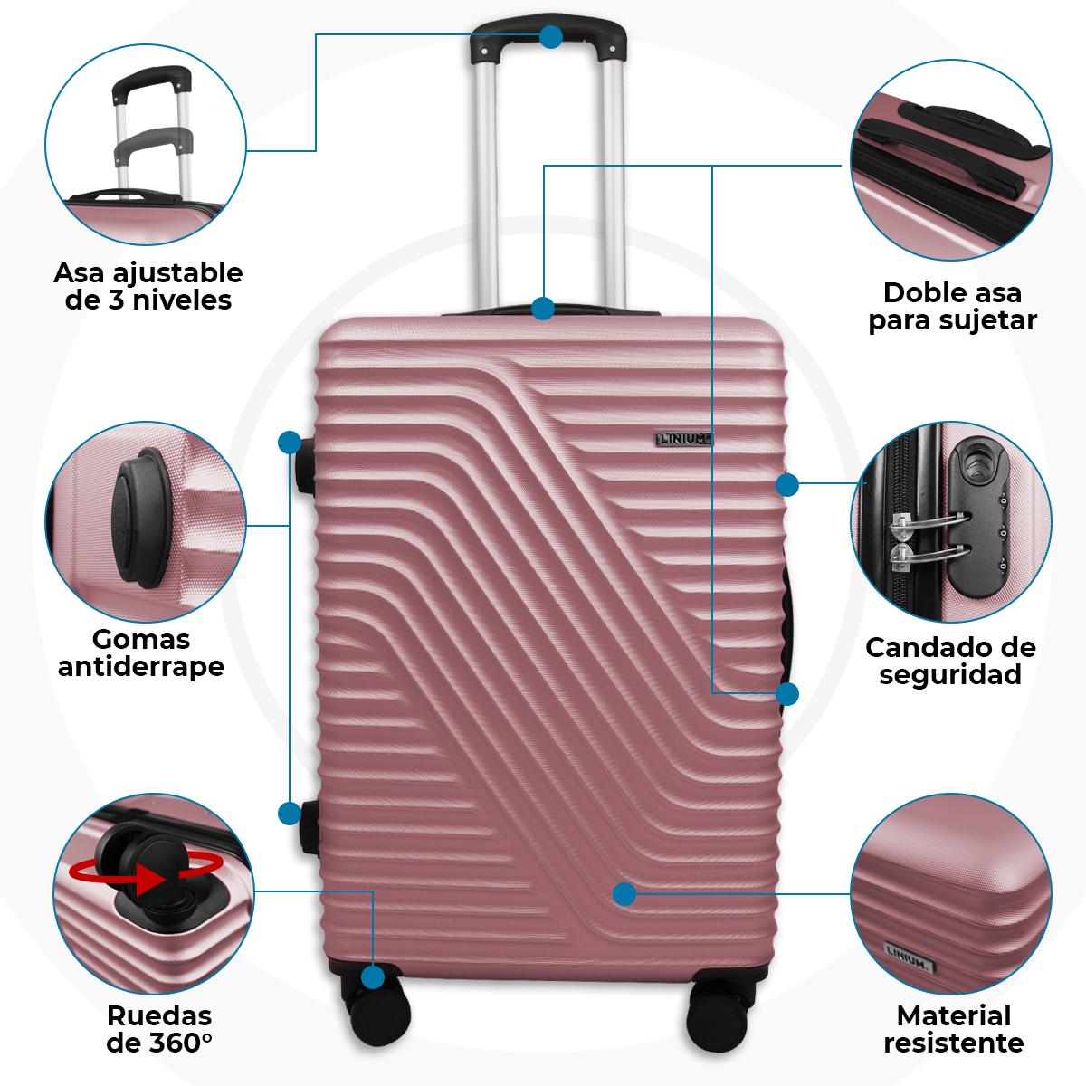 Set de Maletas Rígidas Rosa LINIUM Diamond Pink