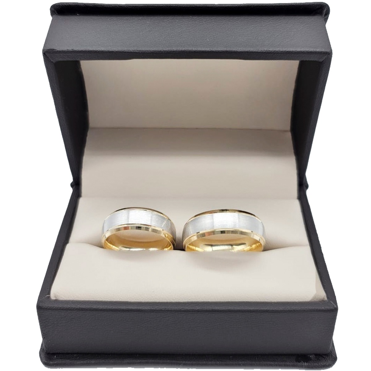 Par De Argollas Oro Amarillo Con Oro Blanco 14k 6mm