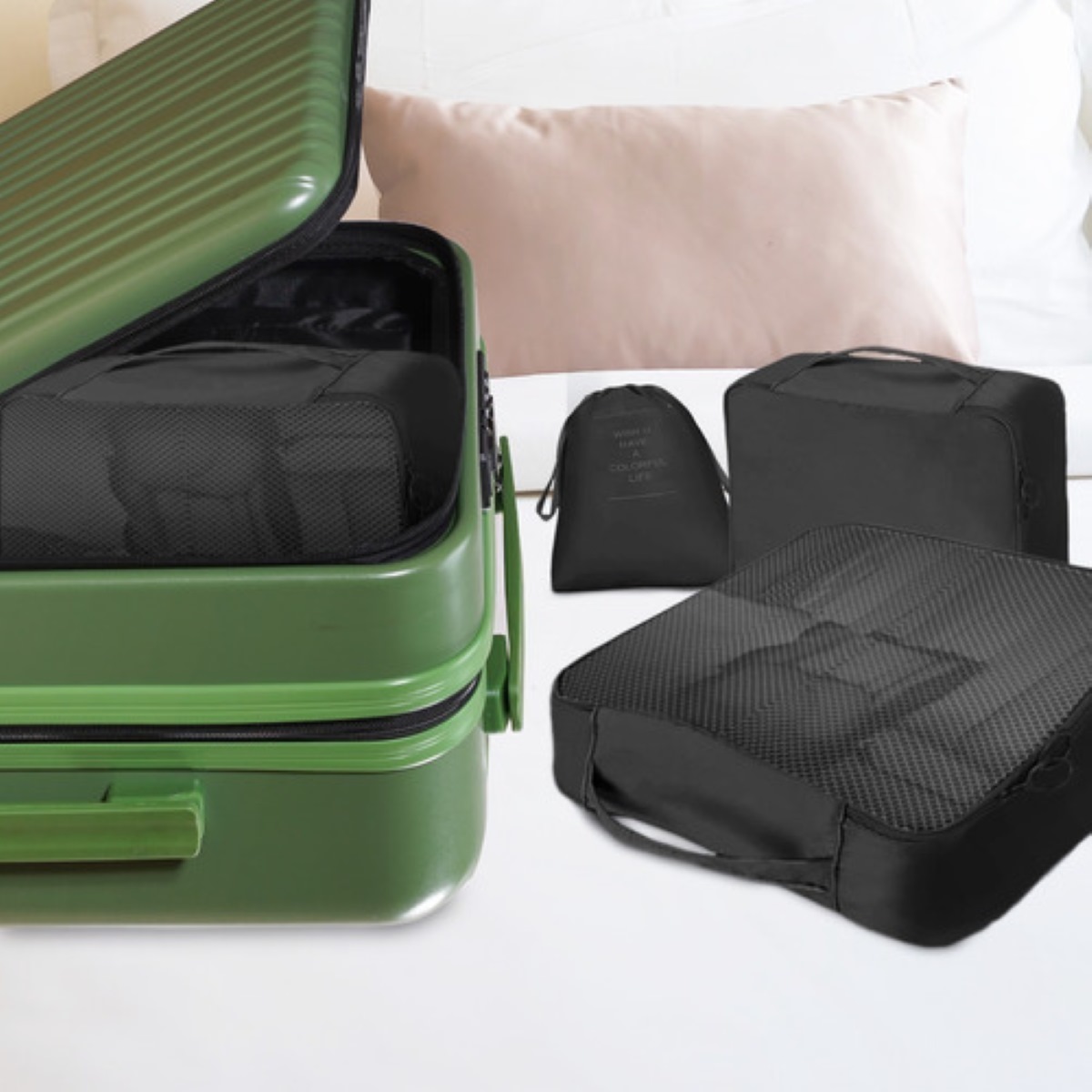 Set De Organizadores Para Viaje Negro 7 Pz