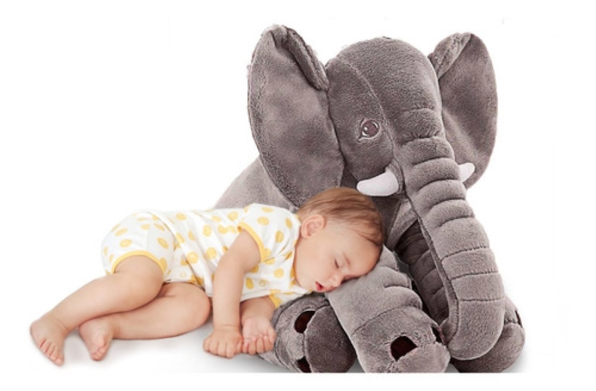 Peluche Almohada Grande Para Bebe 60Cm Elefante Rosado