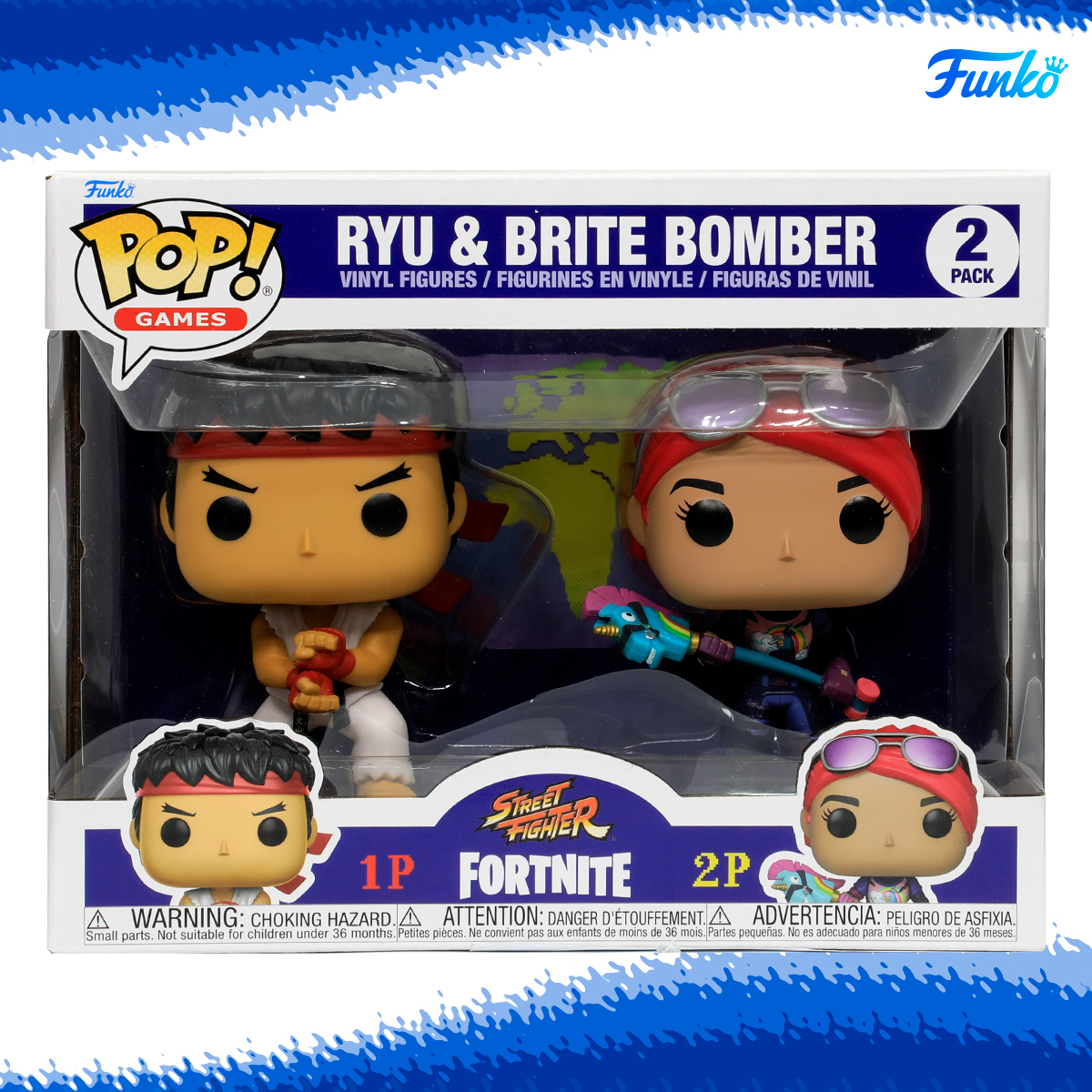 Funko Pop Ryu Y Brite Bomber 2 Pack Street Fighter Fortnite Games 
