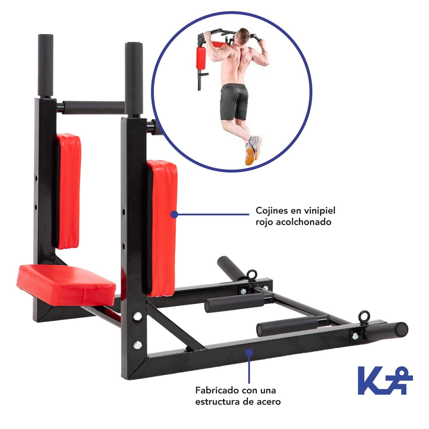 Barra Dominadas 8en1 Abdomen Fondos Uso Rudo 400kg Pared Gym 