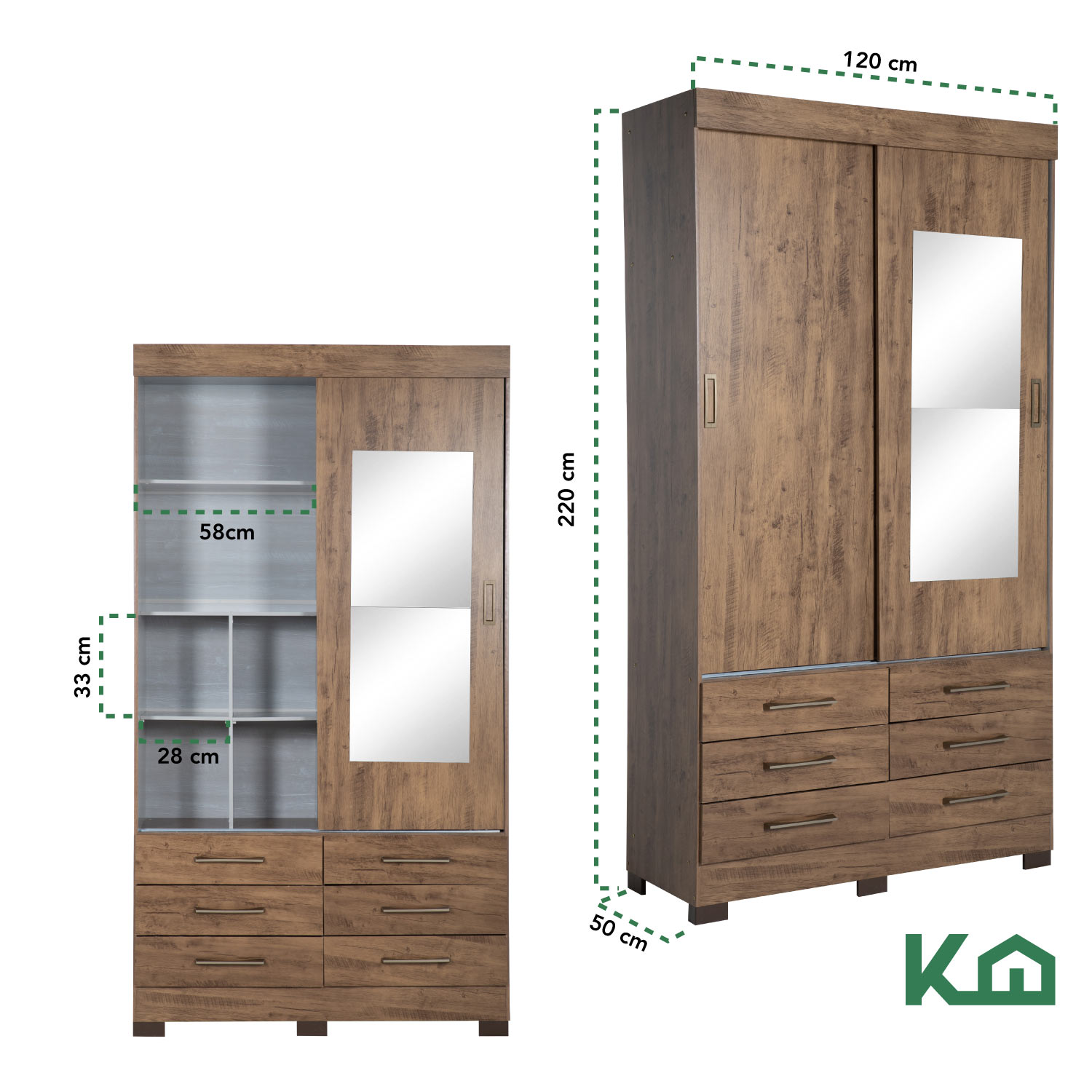 Ropero Armario Closet Organizador Doble Vista Cafe Vainilla