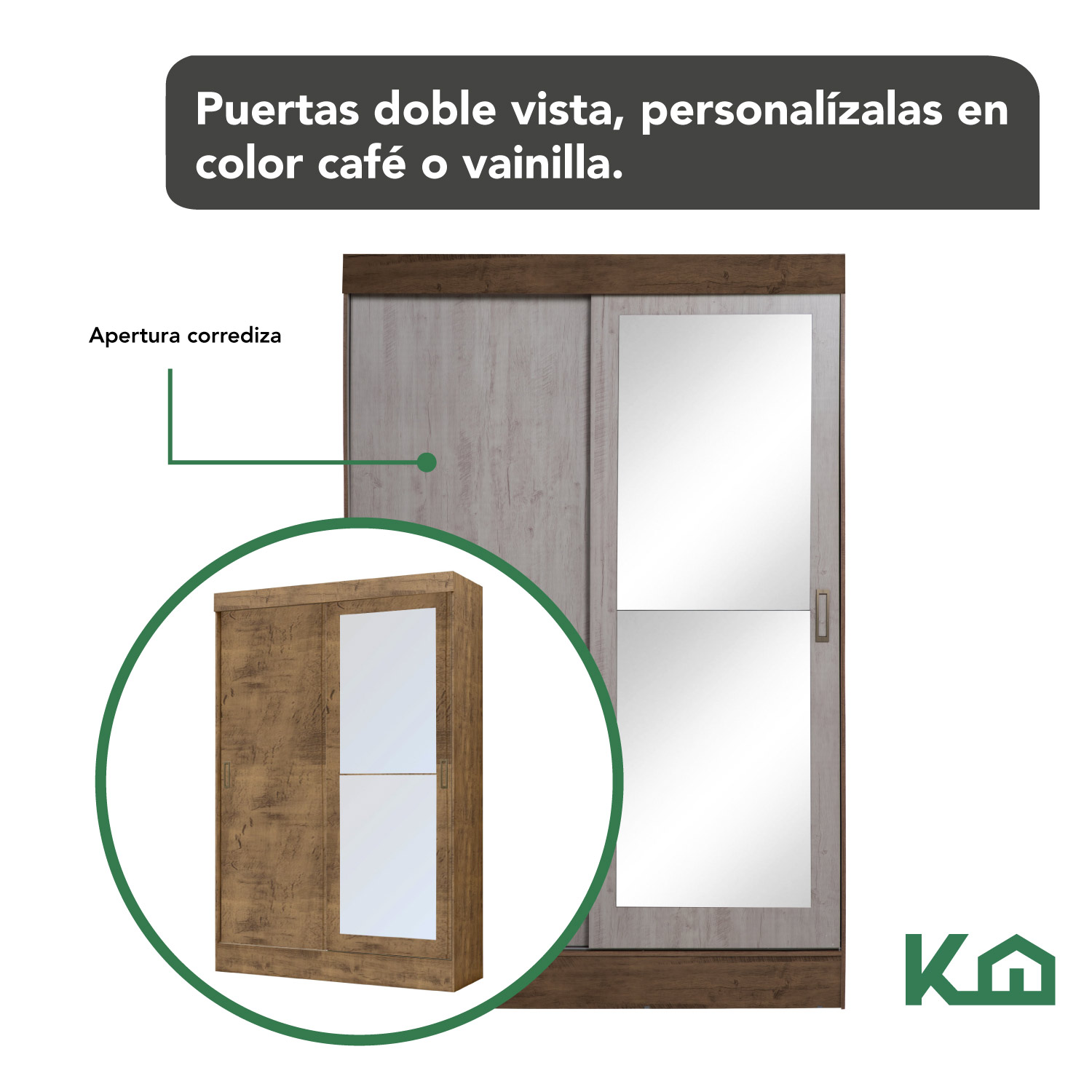Mueble Armario Organizador Espejo 2 Puertas Doble Vista Café 