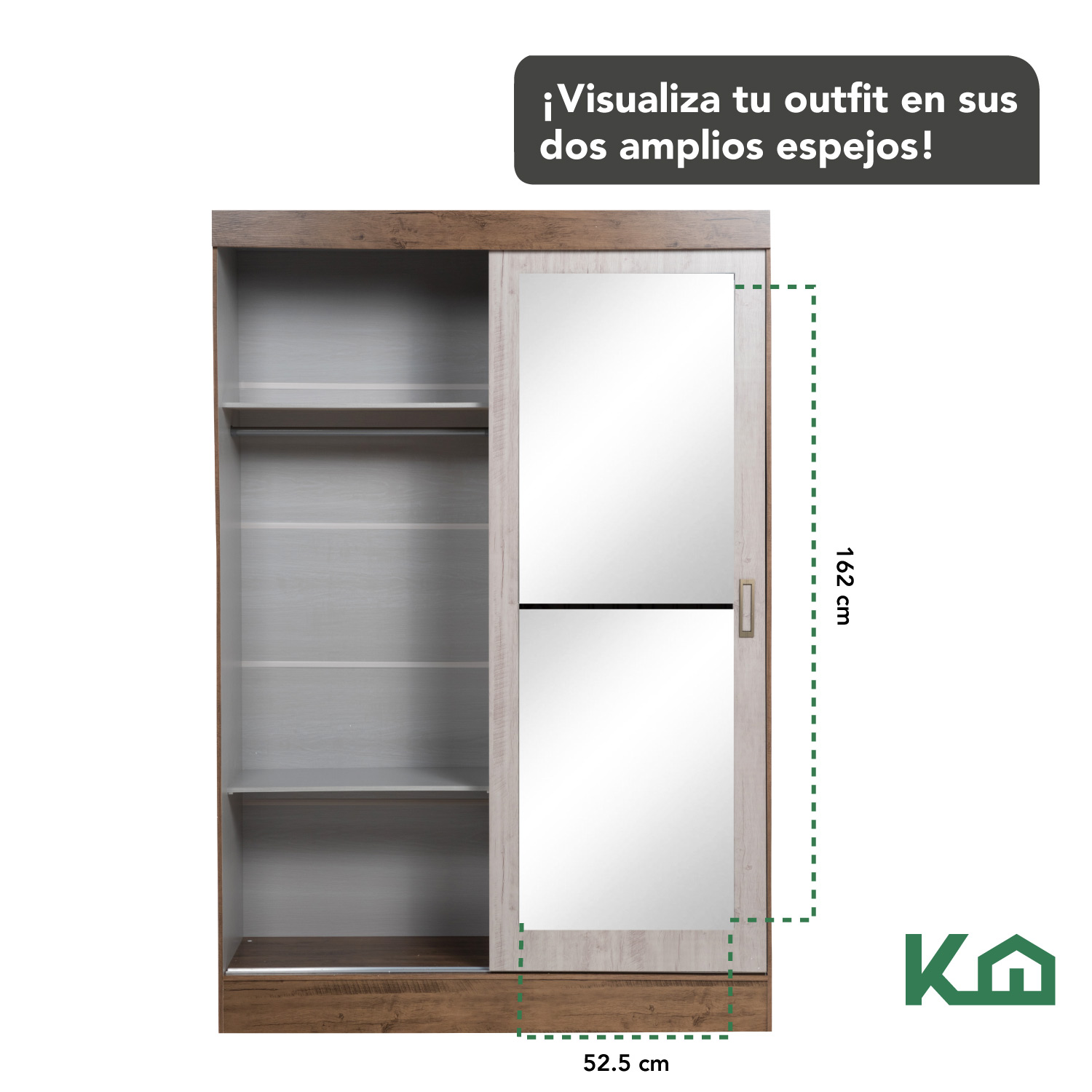 Mueble Armario Organizador Espejo 2 Puertas Doble Vista Café 