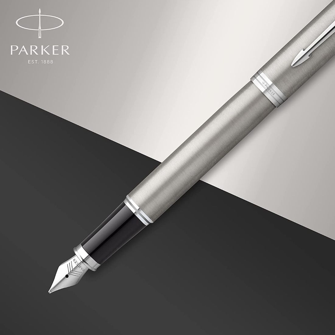 Pluma estilográfica PARKER IM, Acero inoxidable con adornos cromados