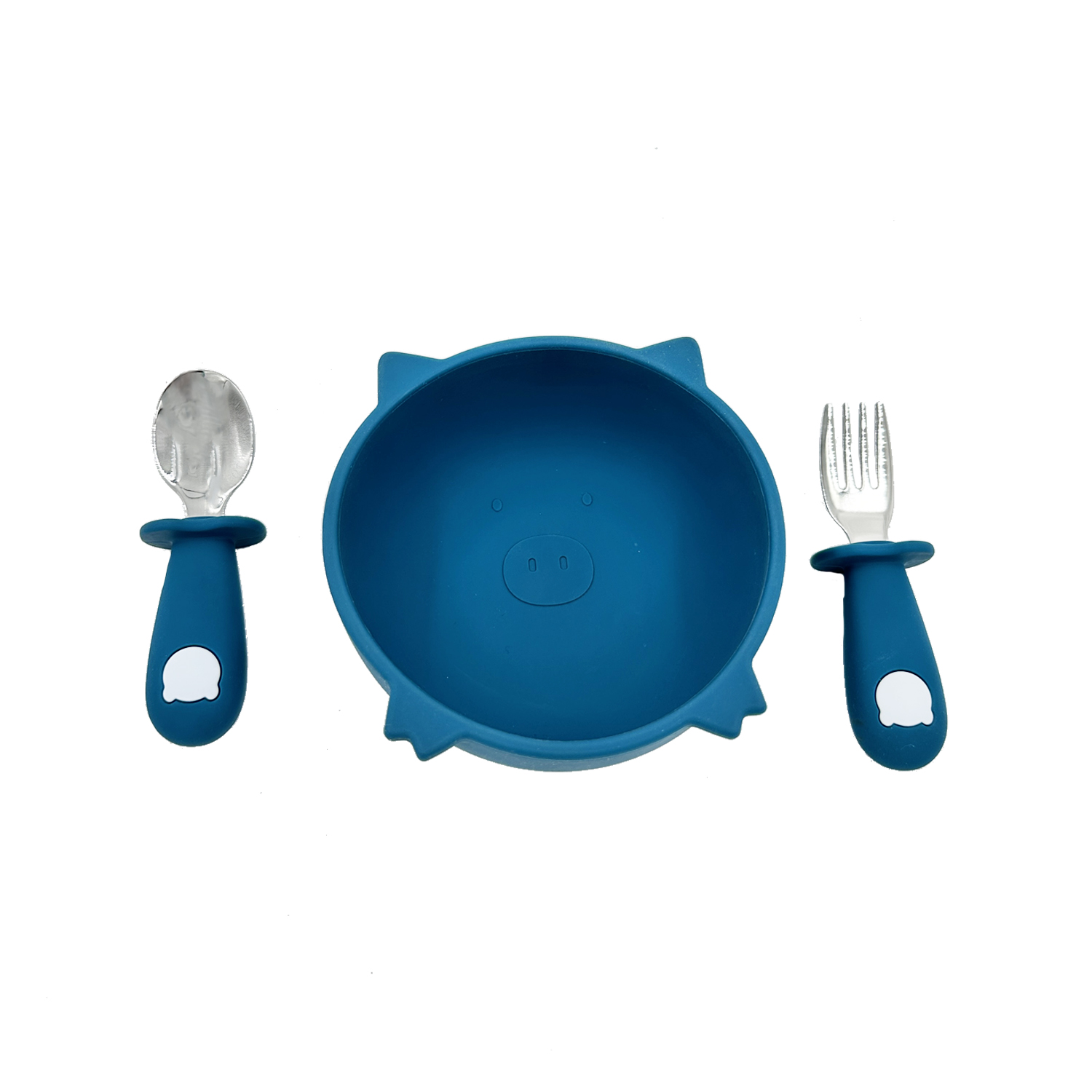 Vajilla para Bebé, Plato Hondo para Bebé Adherente con Cubiertos, Libre de BPA, Diseño Cochinito