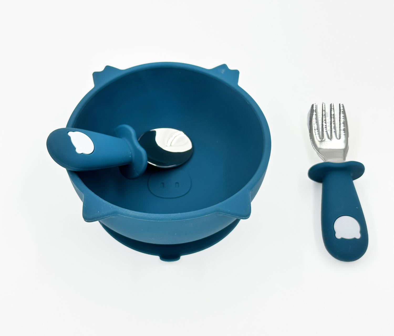 Vajilla para Bebé, Plato Hondo para Bebé Adherente con Cubiertos, Libre de BPA, Diseño Cochinito