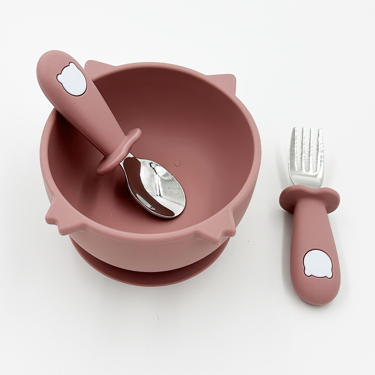Vajilla para Bebé, Plato Hondo para Bebé Adherente con Cubiertos, Libre de BPA, Diseño Cochinito