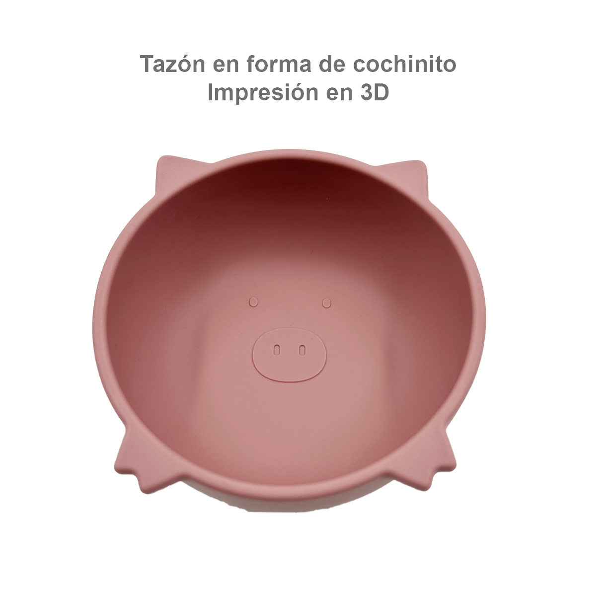 Vajilla para Bebé, Plato Hondo para Bebé Adherente con Cubiertos, Libre de BPA, Diseño Cochinito