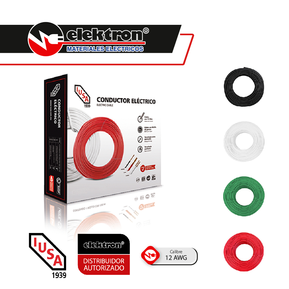 Caja 100 Mts Cable Iusa Rojo Thw Cal 12 Awg 100  Cobre Color Multicolor
