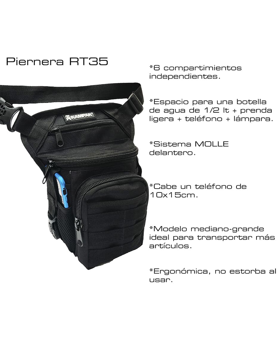 Piernera Tactica Kampak Rt35 Modelo Grande Amplio Multiusos