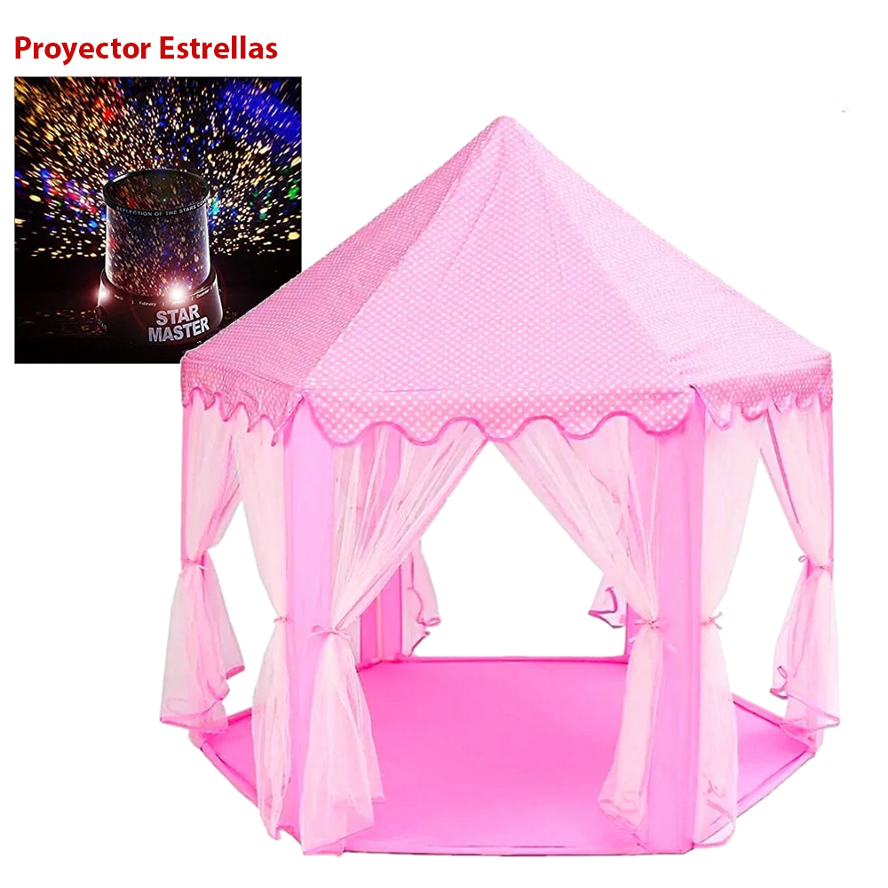 Carpa Para Niños, Juguete Castillo Hexagonal + Proyector de Estrellas