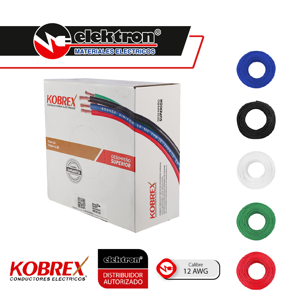 Caja 100 Mts, Cable blanco, THW, Cal 12, AWG, 100% COBRE KOBREX