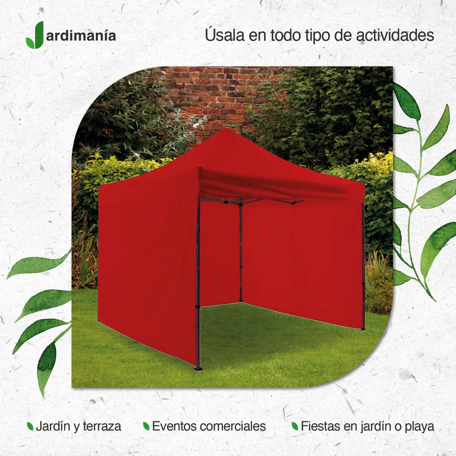Carpa Jardimanía 3x3 m  Toldo Antisombra con Paredes Roja