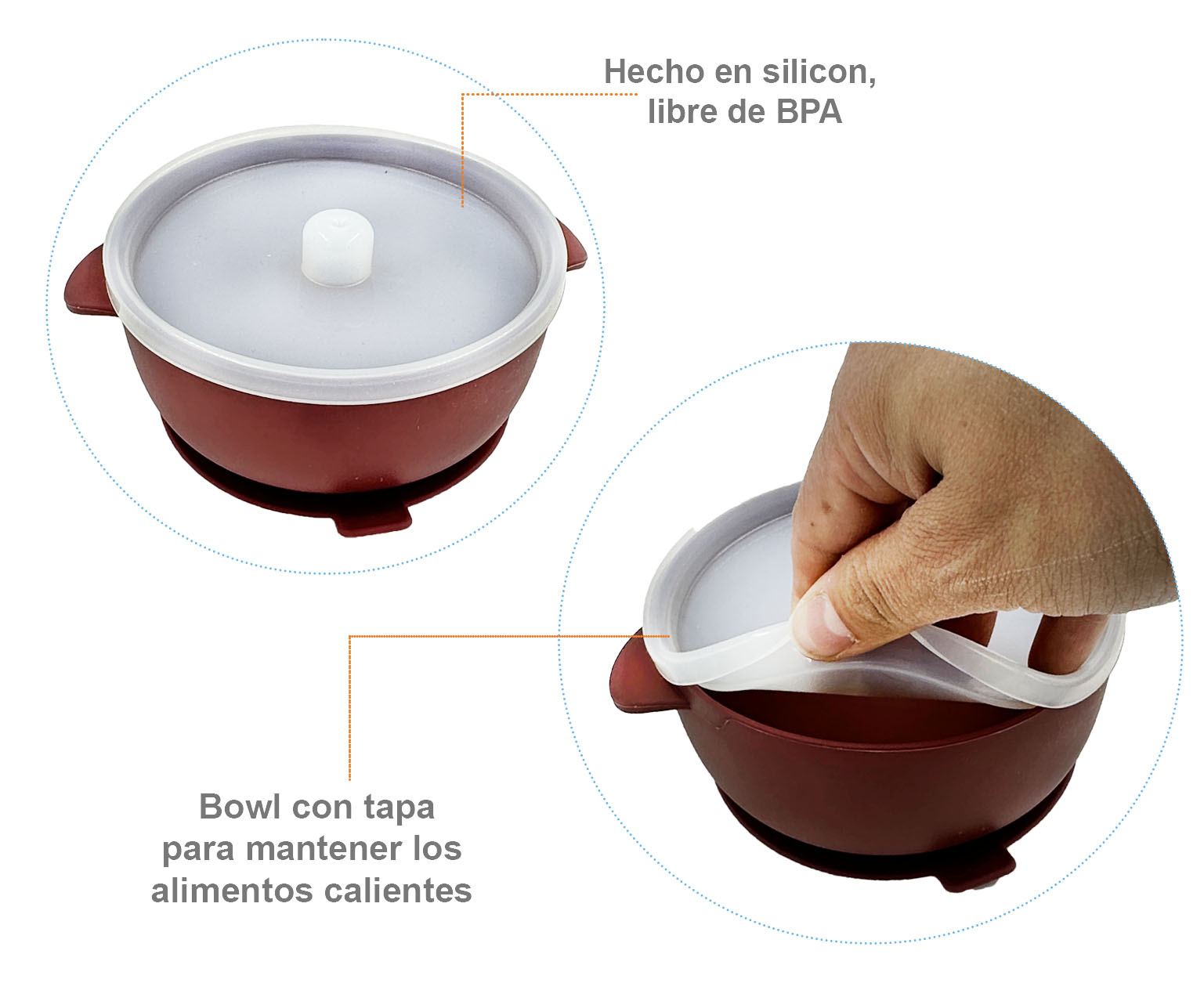 Vajilla para Bebé, Plato con Divisiones, Plato Hondo con Tapa y Cuchara para Bebé