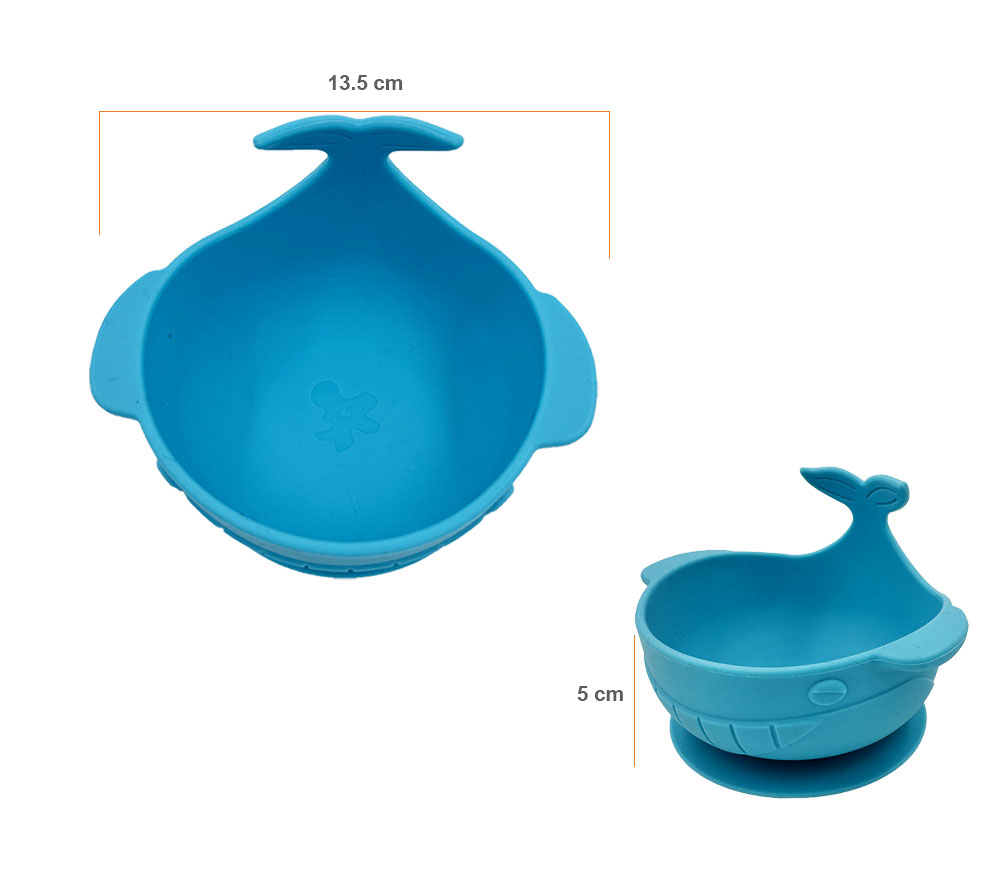 Plato para Bebé Adherente en Forma de Ballena y Cubiertos, Vajilla para Bebé