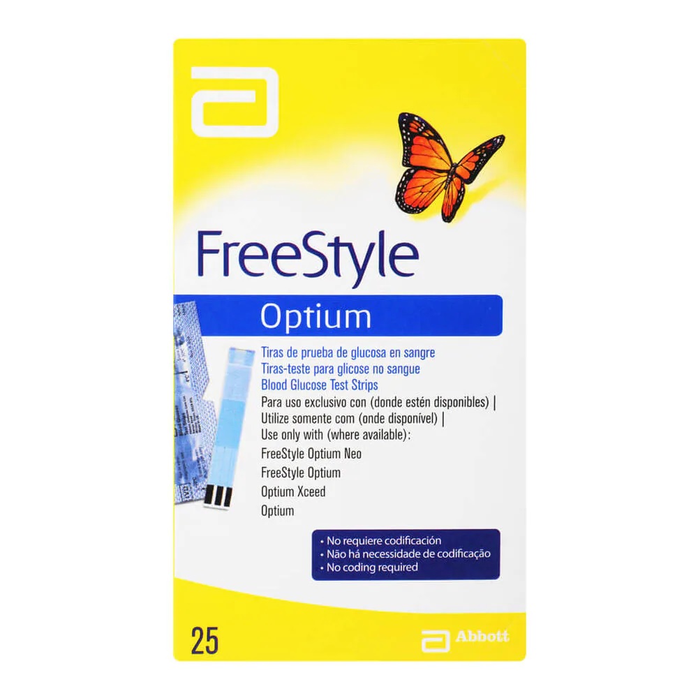 FreeStyle Optium Tiras Reactivas Glucosa Test 25 pz