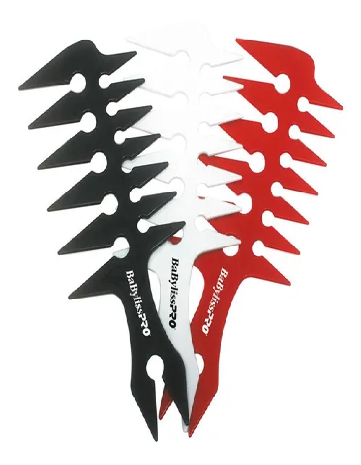 Peines de dientes largos Rojo/ Blanco/ Negro