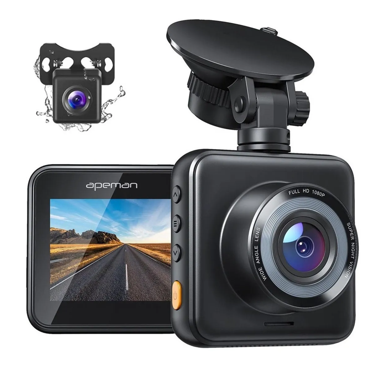 Doble Camara Para Automovil Apeman 1080p Frente E Interior