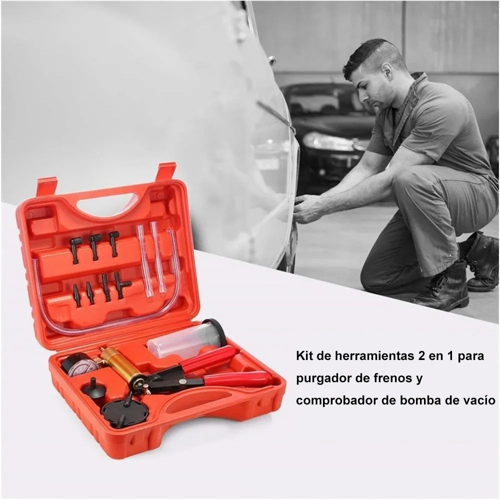 Vmingo Bomba Vacio Manual Frenos Purgador Manometro Kit Auto Moto Universal