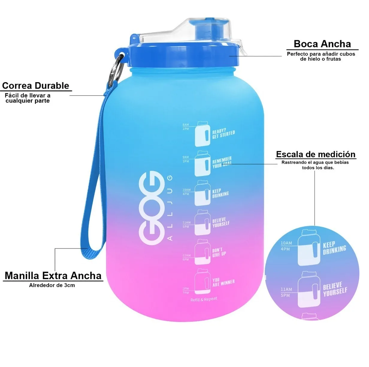 Botella de Agua Camping Medio Galon Blue