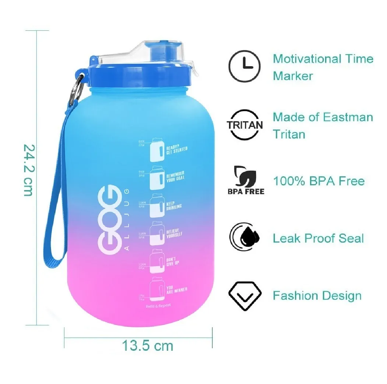 Botella de Agua Camping Medio Galon Blue