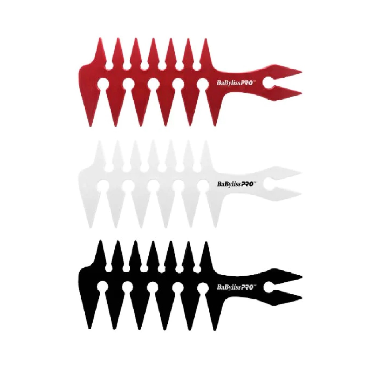 Peines de dientes largos Rojo/ Blanco/ Negro