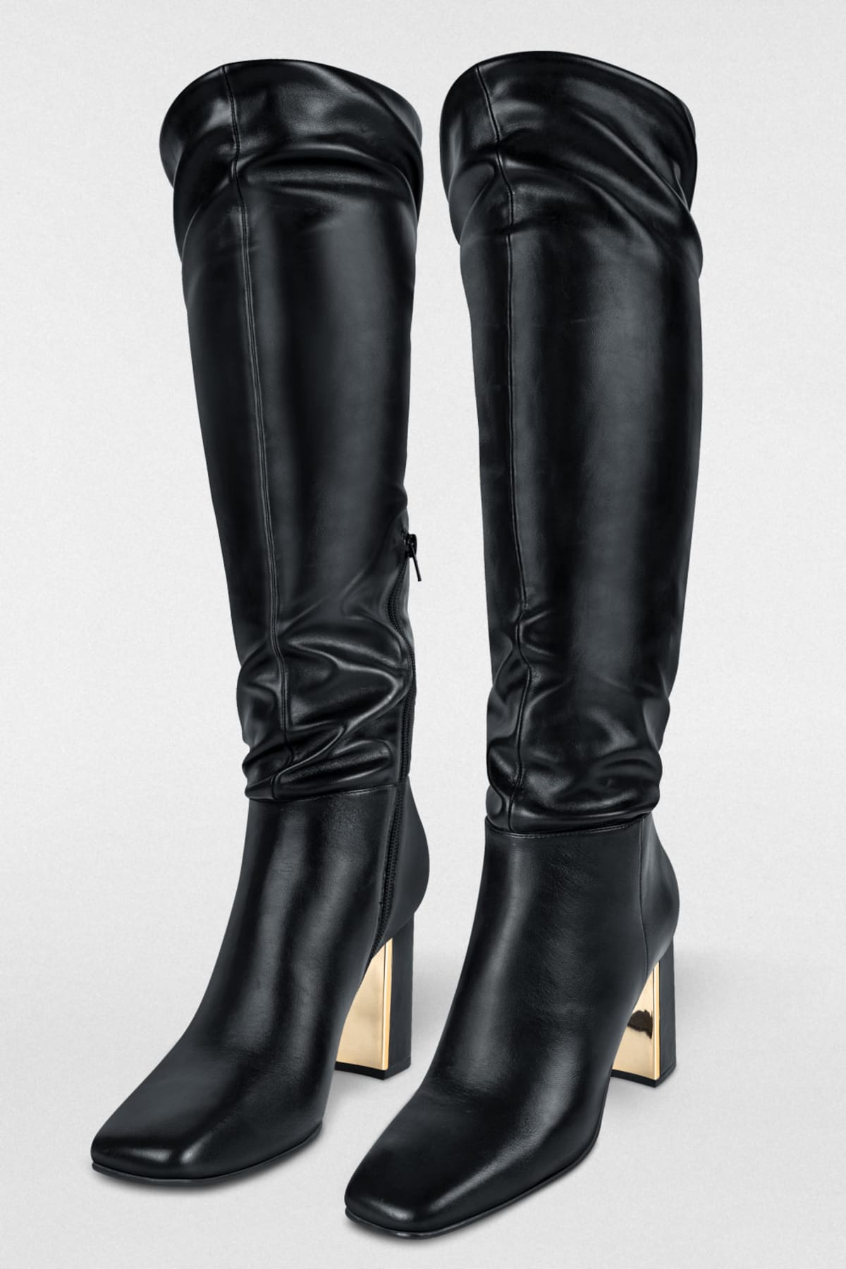 Botas extra largas de vestir marca Schatz para mujer, color negro, tacón medio, mod. 1044110