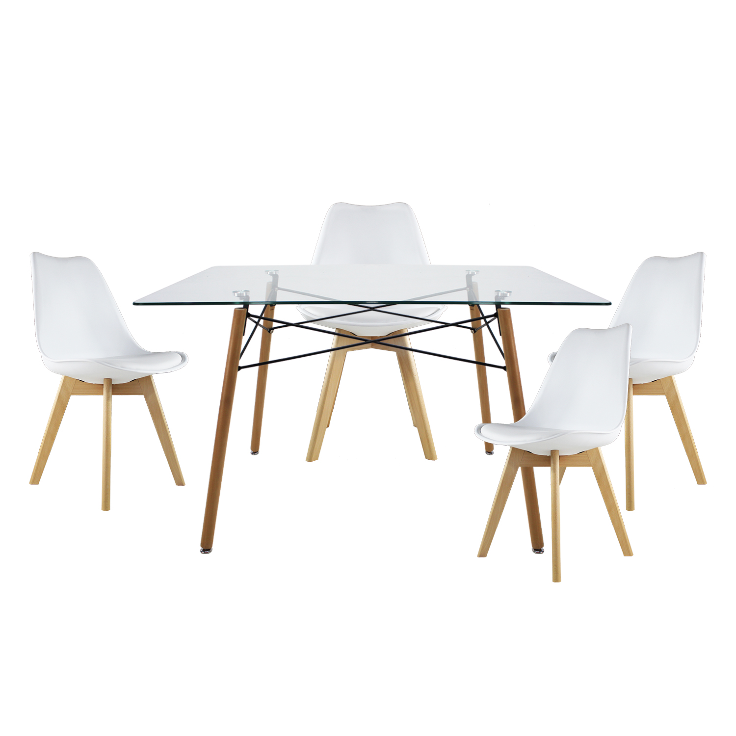 Set de Comedor 4 Sillas Frankfurt Blanco y Mesa Rectangular 120 cm Mundo In.