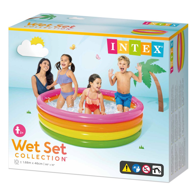 PISCINA ALBERCA INFLABLE REDONDA 4 AROS COLORES - INTEX