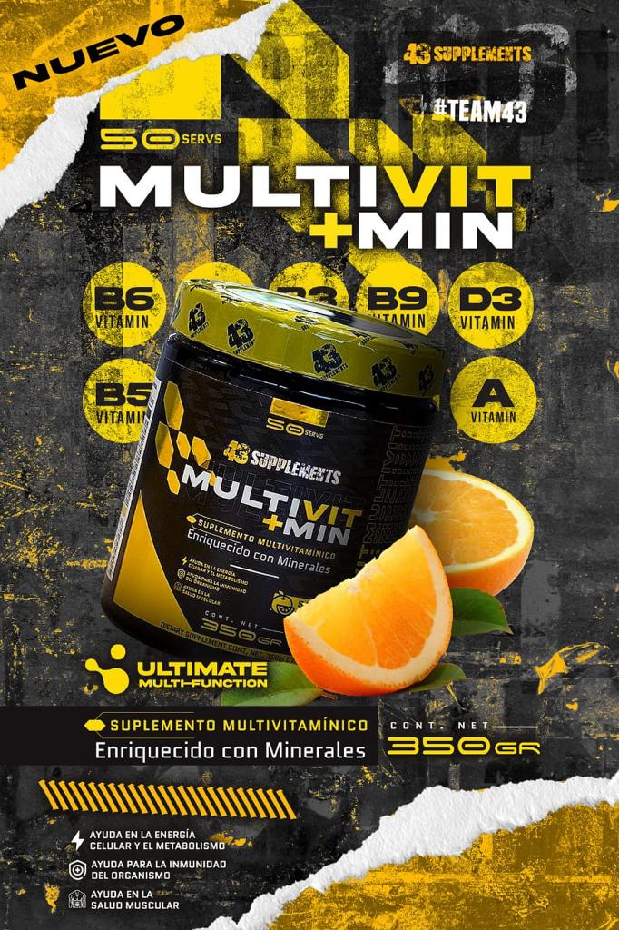 Multivitaminico + minerales MULTIVITA MIN Sabor Naranja 350 gr 50 serv 43 Supplements