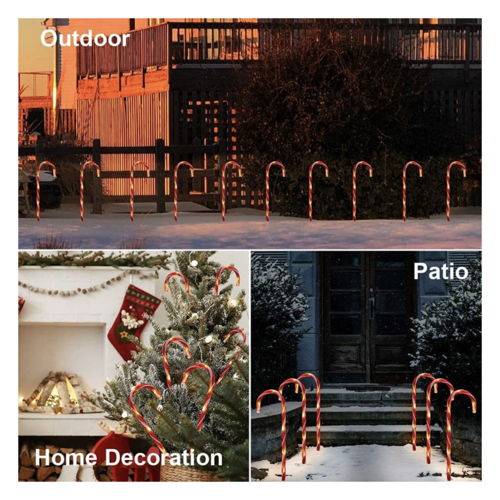 8 Bastones Navideños Caramelo Led Decorar Interior Exterior
