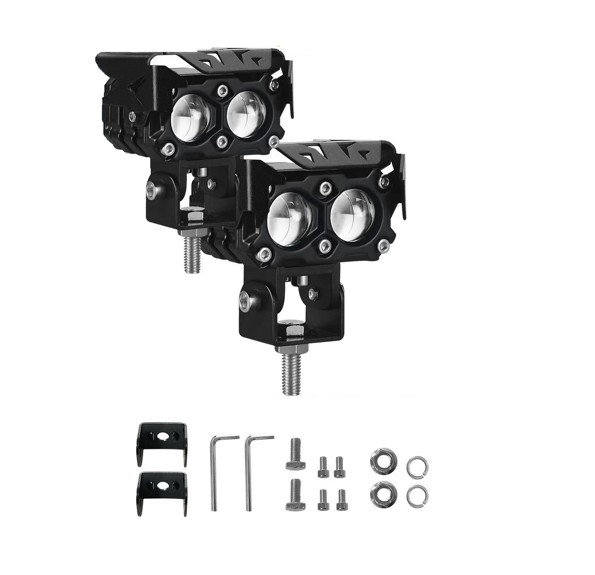 Par Faros De Lupa Doble Color Spot 120w Luz Niebla Auto Moto