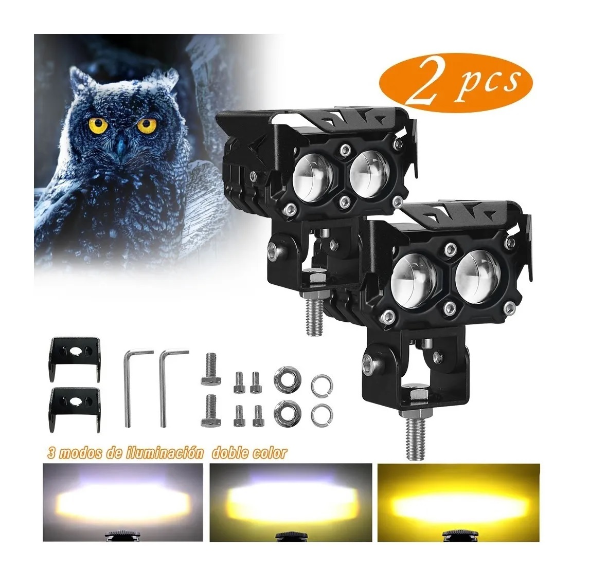 Par Faros De Lupa Doble Color Spot 120w Luz Niebla Auto Moto