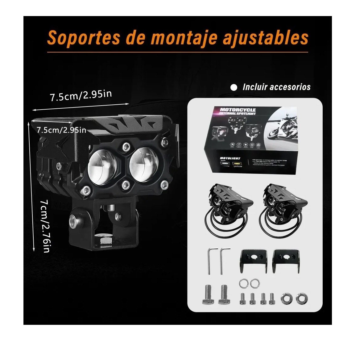 Par Faros De Lupa Doble Color Spot 120w Luz Niebla Auto Moto