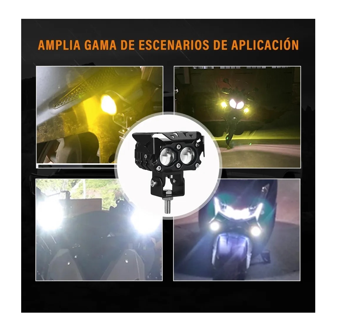 Par Faros De Lupa Doble Color Spot 120w Luz Niebla Auto Moto