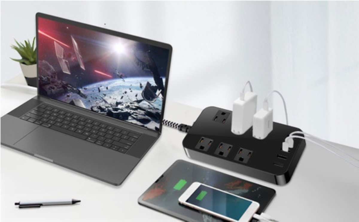 Multicontacto Regleta Enchufe Con Usb Protector Sobretensión Negro