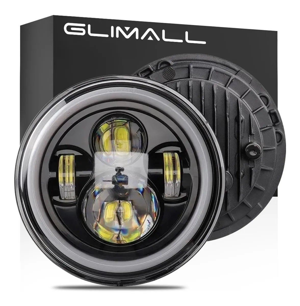 Faro Led 7'' Redondo Para Jeep/moto/ojos De Ángel