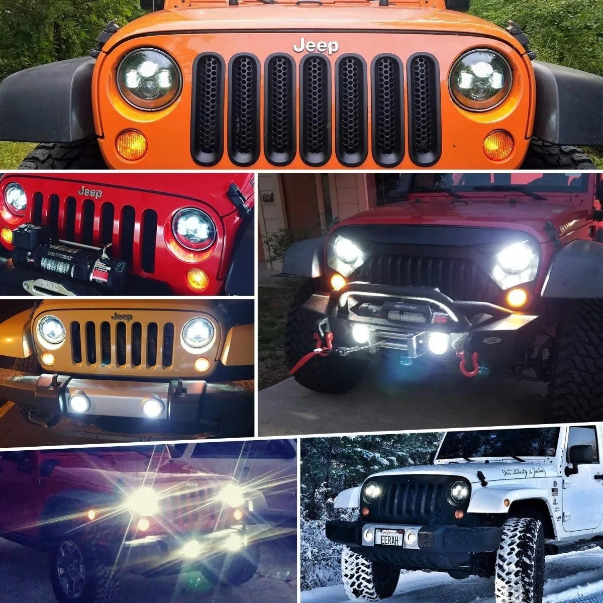 Faro Led 7'' Redondo Para Jeep/moto/ojos De Ángel