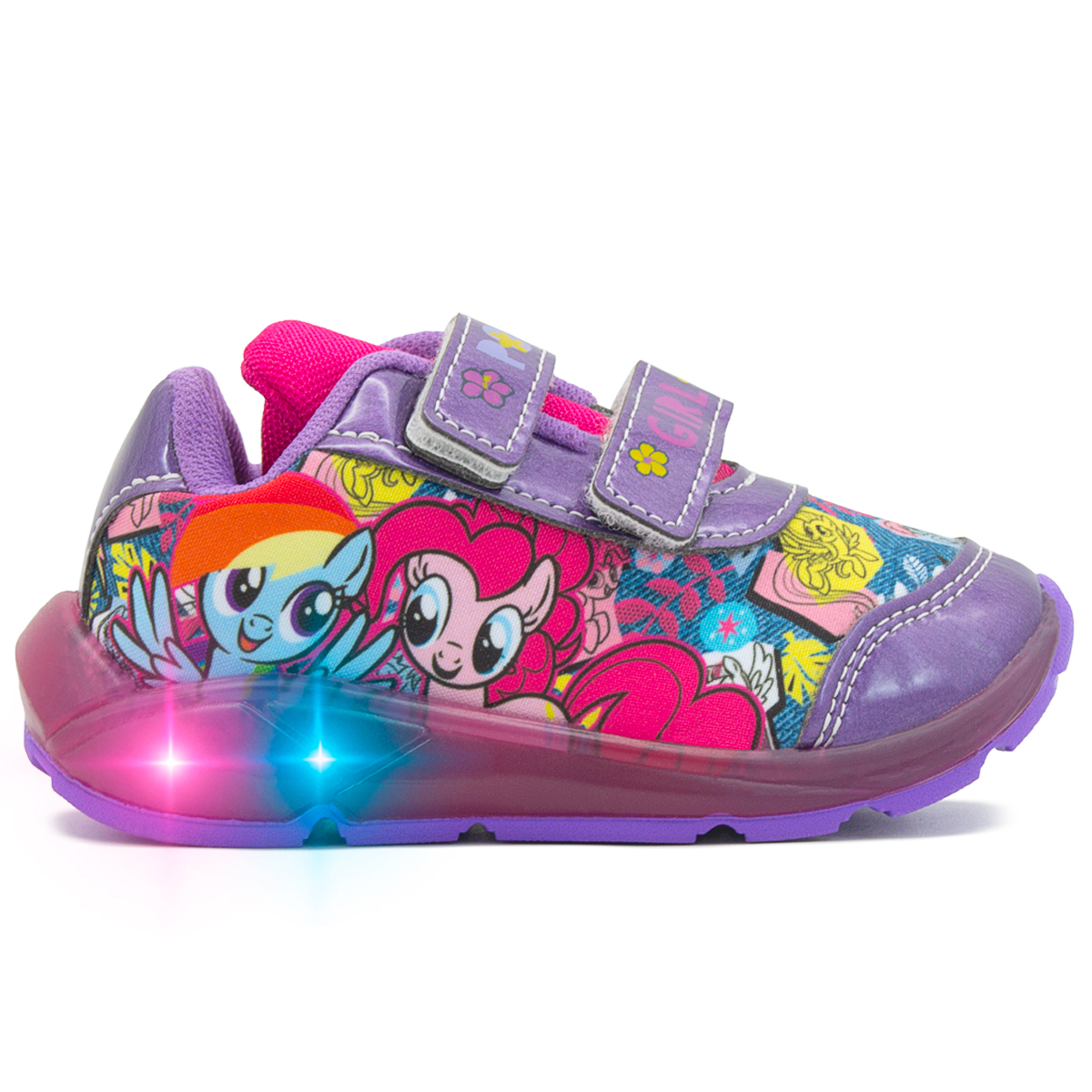 Tenis Niña Moda Luces Led My Little Pony Morado Velcro 14-19
