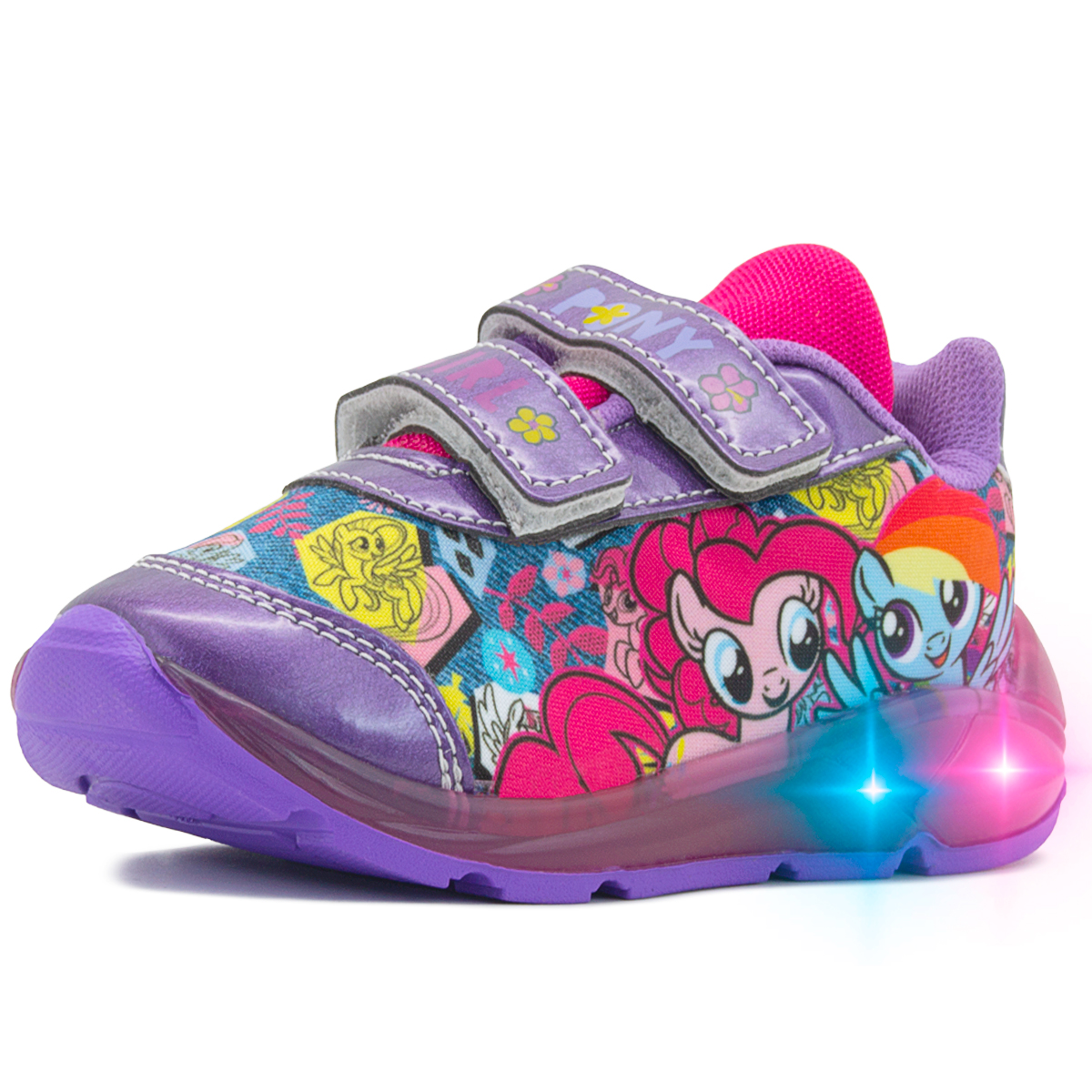 Tenis Niña Moda Luces Led My Little Pony Morado Velcro 14-19